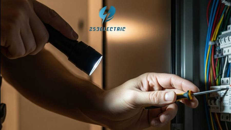 24/7 Emergency Electrician | 253 Electricergency-electrical-repair Licensed 253 Electric emergency electrician responding to an after-hours electrical repair in Puyallup, WA.
